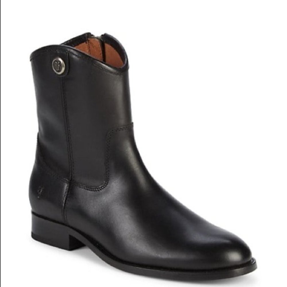 Frye Melissa Button Short Leather Boots Black